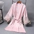 Satén de seda Color puro Camisón de encaje sexy Mujeres Camisón de seda Albornoces de primavera y verano Albornoz Kimono