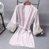Satén de seda Color puro Camisón de encaje sexy Mujeres Camisón de seda Albornoces de primavera y verano Albornoz Kimono
