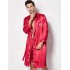 Camisón de seda de dos piezas con estampado de camisón para hombres Primavera Verano Pijamas de boda rojos Hombre de manga larga Ropa de dormir delgada Al por mayor y al por menor