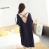 Camisón de mujer Camisón sin espalda sexy de verano Modal Algodón Tallas grandes Pijamas largos de manga corta Ropa para el hogar