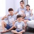 Manga corta Dibujos animados algodón pijamas a juego familia batas se puede usar afuera