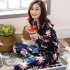 Pure algodón cardigan mujer 'Impresióned pijamas para para caes Manga largacómodo two sets pjs