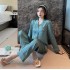 Simulación de seda Moda Amor Impresión Elegante Cárdigan de manga larga Traje de pijama