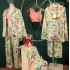 Peter Rabbit Pastoral Style Ladies Pantalones largos de manga larga Conjunto de pijama de seda de hielo suelto