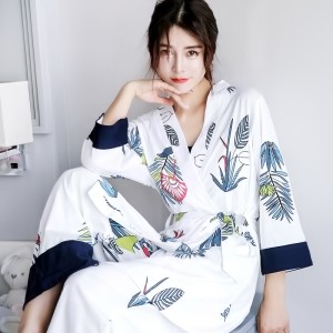 mujer 'algodón pijamas, manga larga sexy plus size kimono japonés vestido de noche
