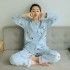 Pijamas de algodón puro de talla grande para mujer de manga larga Impresióned algodón pijamas más suaves