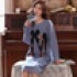 Otoño Talla Grande Algodón Largo Vestido de Noche para Damas Casa Cartoon Loose Women Cute Nightdress