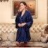 Talla grande simulada seday conjuntos de ropa de dormir en verano mujer seda vestido de mañana para senoras