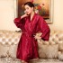 Talla grande simulada seday conjuntos de ropa de dormir en verano mujer seda vestido de mañana para senoras