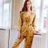 invierno pijamas pijamas de tres piezas de terciopelo dorado Impresed