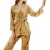 invierno pijamas pijamas de tres piezas de terciopelo dorado Impresed