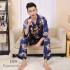 Nuevo Simulado seda hombre Manga larga Lacing pijamas para primavera hombres cómodo set pjs con Dragon Impresióning