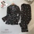 2019 Nuevo Manga larga Conjunto de cuello vuelto pjs Hembra para primavera cómodo seda de hielo Impresióned lounge pijamas para senoras