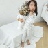 Hermosa flor Impresióned muchachas algodón lounge pijamas cómodo pjs female