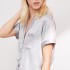 Conjunto de pijama de manga corta de seda de imitación de verano para mujer