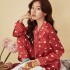 Traje de pijama de seda con estampado de solapa, ropa de dormir suelta y sexy para el hogar