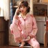 pijamas de algodón peinado, chaqueta de mujer, ropa de dormir de manga larga.