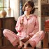 pijamas de algodón peinado, chaqueta de mujer, ropa de dormir de manga larga.