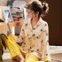 Pijamas de algodón de manga larga de otoño e invierno, pijamas de mujeres, ropa de dormir casual estampada.