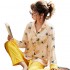 Pijamas de algodón de manga larga de otoño e invierno, pijamas de mujeres, ropa de dormir casual estampada.