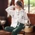 Pijamas de algodón peinado para mujeres, chaqueta de punto. Juegos de pijamas para el otoño y el invierno. 