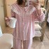 pijamas de manga larga chaqueta de mujer solapa cómodo camisón casual