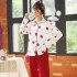 La ropa de dormir de las mujeres de algodón peinado establece cómodos pijamas de casa en otoño e invierno.