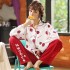 La ropa de dormir de las mujeres de algodón peinado establece cómodos pijamas de casa en otoño e invierno.