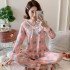 Primavera y otoño manga larga pijama encaje de seda de leche para mujer encantadora princesa viento ropa para el hogar
