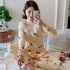 Primavera y otoño manga larga pijama encaje de seda de leche para mujer encantadora princesa viento ropa para el hogar