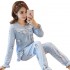 Primavera y otoño manga larga pijama encaje de seda de leche para mujer encantadora princesa viento ropa para el hogar