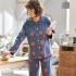 Juego de pijamas de solapa para mujeres de algodón de punto