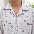 Chaqueta de hombre de manga larga Camisón de algodón estampado pijamas para hombres