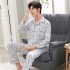 Chaqueta de hombre de manga larga Camisón de algodón estampado pijamas para hombres