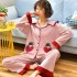 pijamas de puro algodón, pijamas de invierno para mujeres, chaqueta de rayas dulces, ropa de dormir para mujeres.