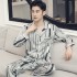 pijamas de manga larga establece ropa de dormir de ocio de dibujos animados de seda de hielo para hombres